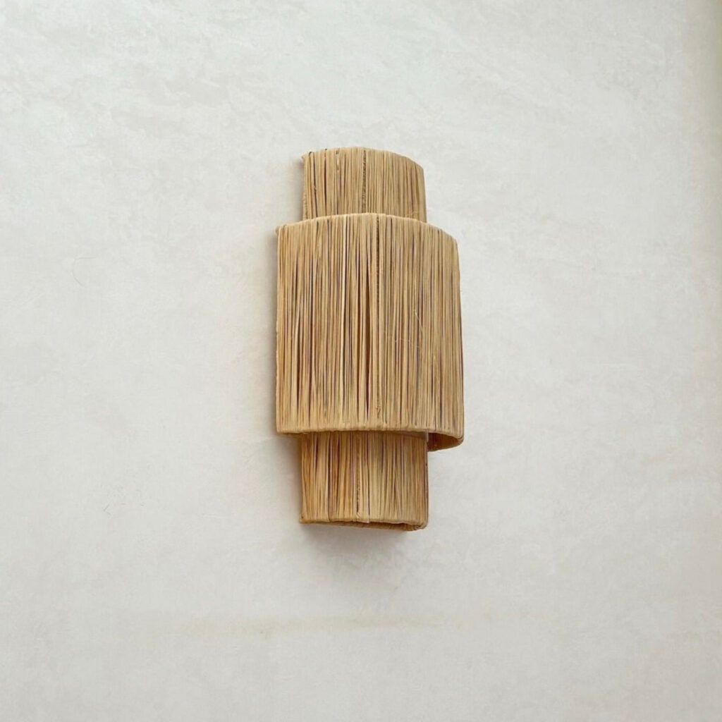 "Ayna" Handwoven Raffia Wall Sconce – Indoor & Covered Outdoor Light