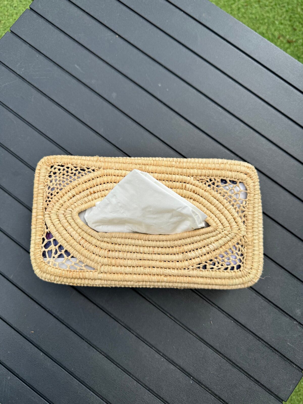Openwork Raffia Tissue Box – Handmade Boho Decor - Image 6