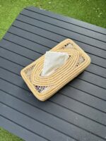 Openwork Raffia Tissue Box – Handmade Boho Decor - Image 4