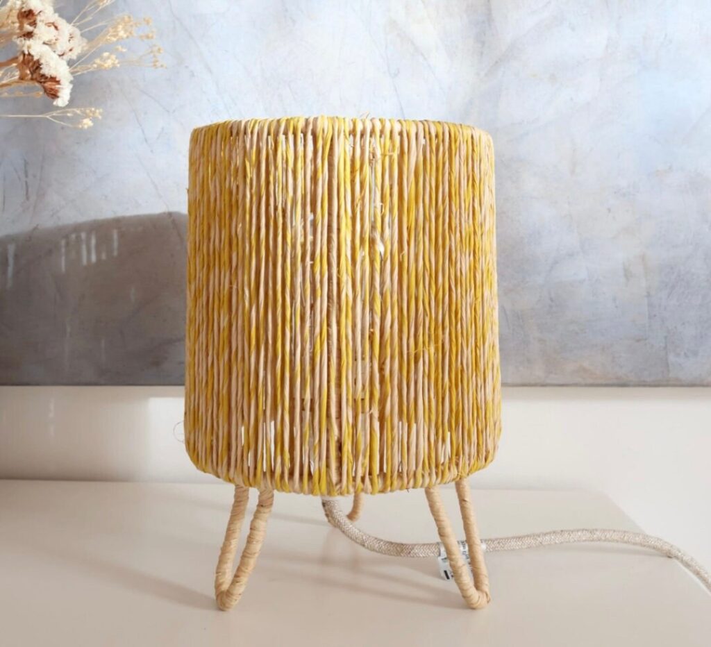 Hakima Table Lamp – Handwoven Twisted Raffia Bedside Light