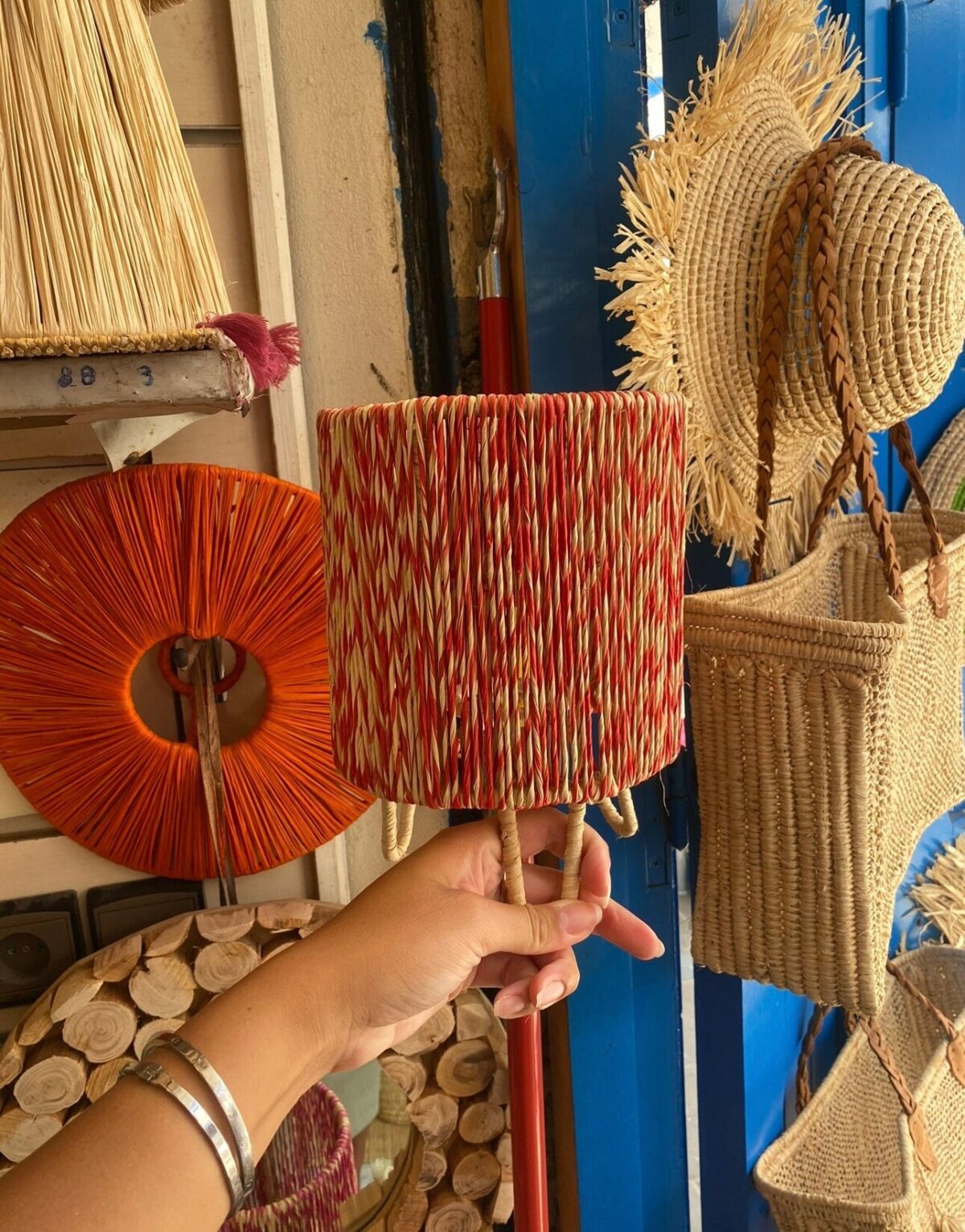 Hakima Table Lamp – Handwoven Twisted Raffia Bedside Light - Image 7