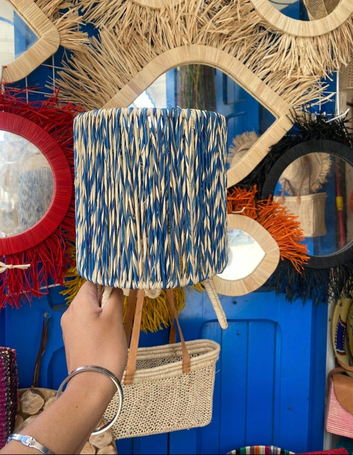 Hakima Table Lamp – Handwoven Twisted Raffia Bedside Light - Image 9