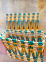 Handmade Painted Rectangular Baskets – Moroccan Artisan Craft, Natural Fiber Storage, Unique & Decorative