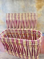 Handmade Painted Rectangular Baskets – Moroccan Artisan Craft, Natural Fiber Storage, Unique & Decorative