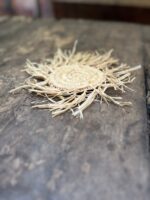 Set of 4 Handmade Raffia Coasters – Natural Woven Cup Mats – Boho Table Decor
