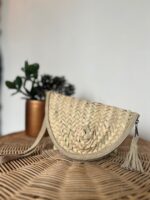 Handmade “HILAL” Palm Leaf Waist Bag – Moroccan Artisan Craft, Lightweight & Boho Chic, Zipper Closure
