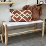 Handwoven Moroccan Cord Bench – Natural Eucalyptus Wood & Braided Rope Seat