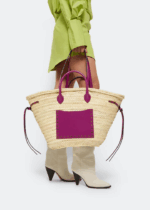 Handmade Straw Tote Bag with Leather Trim & Shoulder Strap – Boho Chic Summer Basket Bag