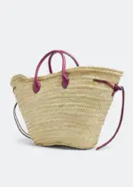 Handmade Straw Tote Bag with Leather Trim & Shoulder Strap – Boho Chic Summer Basket Bag