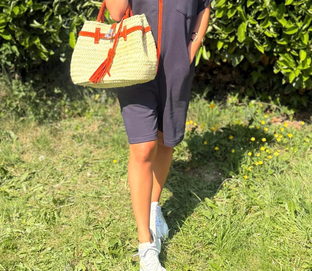 Handmade Palm Leaf Handbag H – Nubuck Strap with Matching Tassel, Artisan Craft, Available in Blue, Pink & Orange