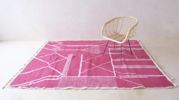 Modern Moroccan Berber Wool Carpet | Handmade Area Rug 184 x 253 cm