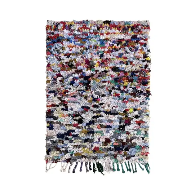 Moroccan Berber Rug in Recycled Textiles – 117 x 159 cm | Handmade Sustainable Carpet