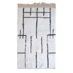 Pure Wool Moroccan Berber Carpet – Black & White Handmade Rug 254 x 156 cm | Authentic Tribal Design