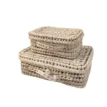 Handwoven Palm Leaf Suitcase – Natural Storage Basket with Handle & Button Closure - Image 3