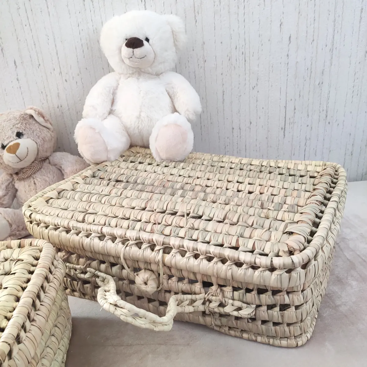 Handwoven Palm Leaf Suitcase – Natural Storage Basket with Handle & Button Closure - Image 5