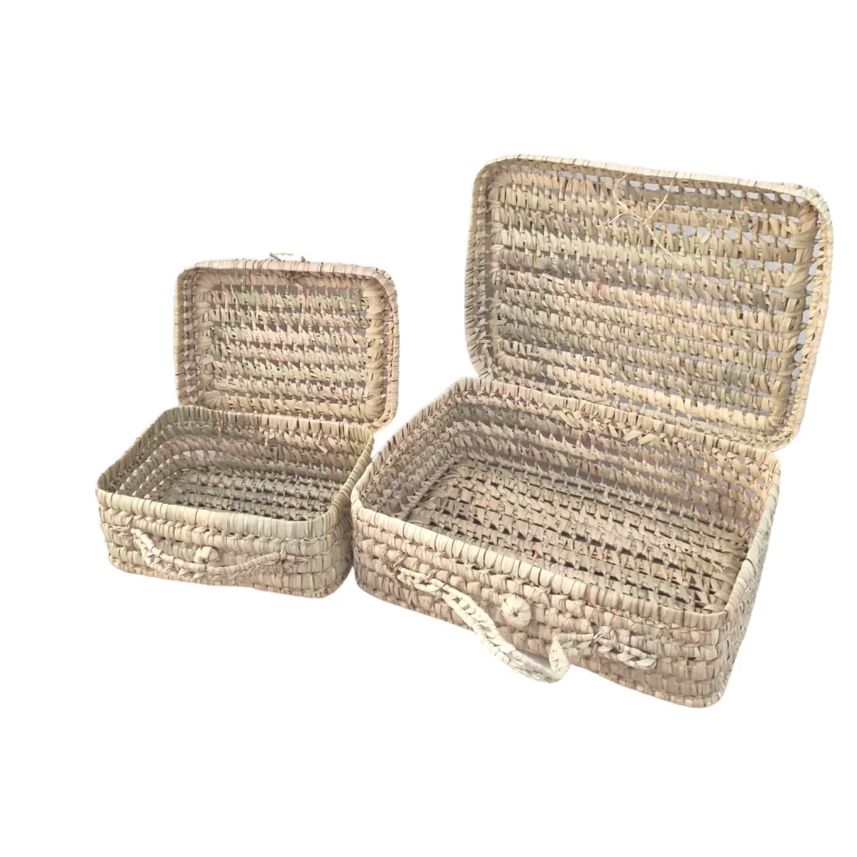 Handwoven Palm Leaf Suitcase – Natural Storage Basket with Handle & Button Closure - Image 4
