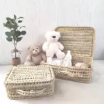 Handwoven Palm Leaf Suitcase – Natural Storage Basket with Handle & Button Closure