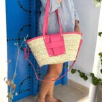 Handmade Straw Tote Bag with White Leather Handle & Crossbody Strap – Elegant Summer Basket Bag