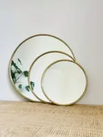 Round Mirror with Golden Brass Frame – Handmade Moroccan Wall Mirror