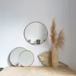 Round Mirror with Golden Brass Frame – Handmade Moroccan Wall Mirror - Image 2