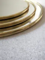 Round Mirror with Golden Brass Frame – Handmade Moroccan Wall Mirror - Image 5