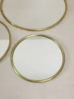 Round Mirror with Golden Brass Frame – Handmade Moroccan Wall Mirror - Image 8