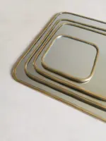 Square Mirror with Golden Brass Frame – Handmade Moroccan Wall Mirror - Image 8