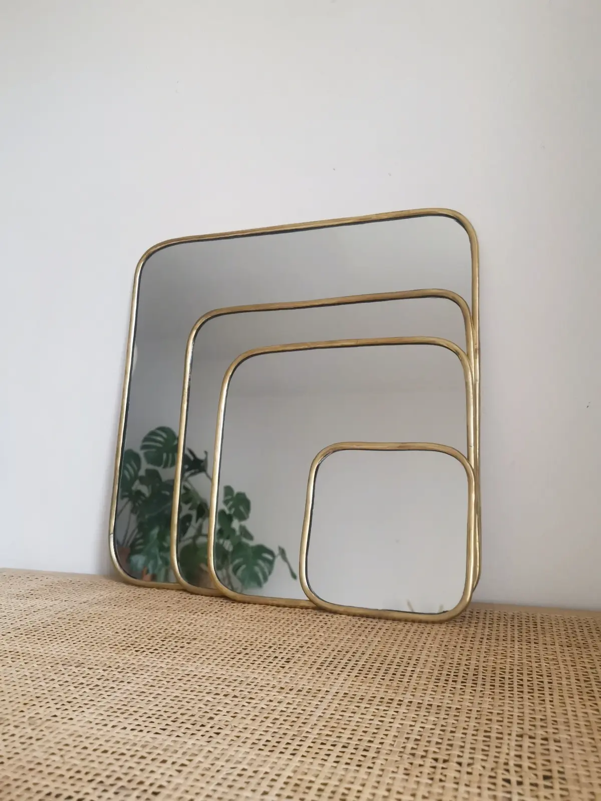 Square Mirror with Golden Brass Frame – Handmade Moroccan Wall Mirror - Image 11