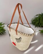 Madonna Basket Tote – Handmade Moroccan Tote Bag – Embroidered Natural Fiber Bag - Image 2