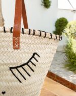 Madonna Basket Tote – Handmade Moroccan Tote Bag – Embroidered Natural Fiber Bag - Image 4