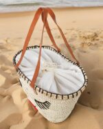 Madonna Basket Tote – Handmade Moroccan Tote Bag – Embroidered Natural Fiber Bag - Image 3