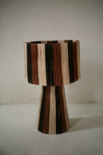 Natural Raffia Table Lamp – Handmade Moroccan Lamp, Tan & Black - Image 4