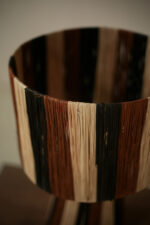 Natural Raffia Table Lamp – Handmade Moroccan Lamp, Tan & Black - Image 3